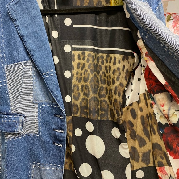 OOLALA PATCHWORK DENIM BLAZER BLUE - Picture 12 of 12